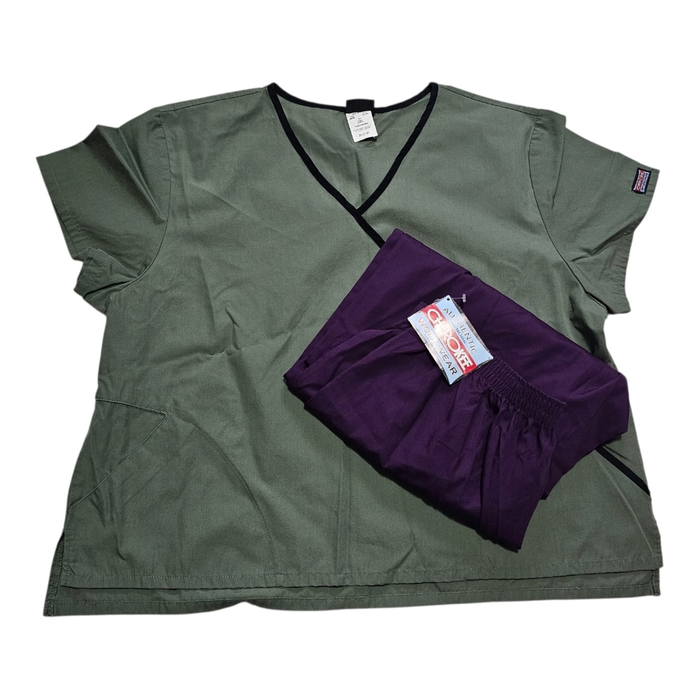 Cherokee Workwear Scrub Set 2XL Green Purple